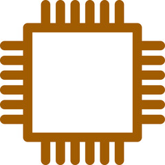 Flat style micro chip icon in brown line art.