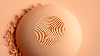 Close-up of a perfectly matched skin tone cosmetic product with a clear fingerprint impression.