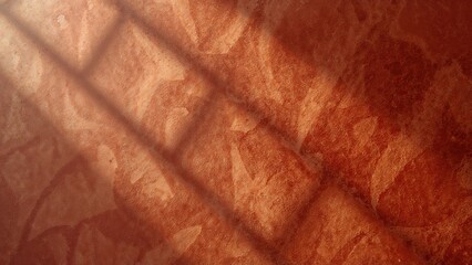 Quadrilateral-shaped geometric shadows cast on a textured abstract patterned surface with soft light gradient and warm hues.