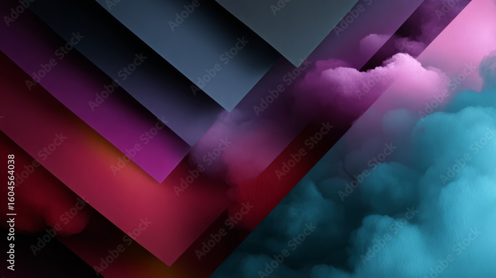 Poster colorful image of a cloud with a blue and purple background. the image is made up of different color