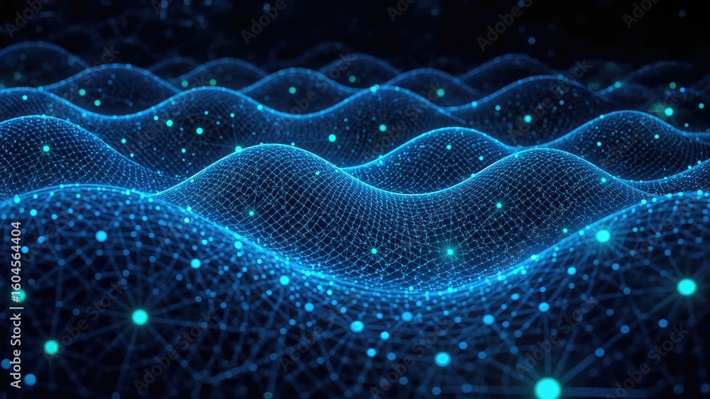 Poster abstract wave backdrop with network connection patterns and contemporary tech themes