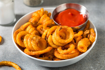 Unhealthy Seasoned Curly French Fries
