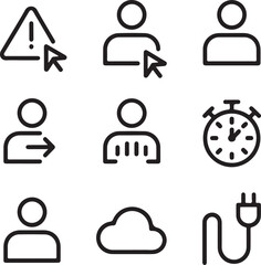 User Error & Recovery Behavior Icons Set Form Mistake, Retry Action, Backtrack, Undo, System Timeout, Session Expired, and Auto-Save Events