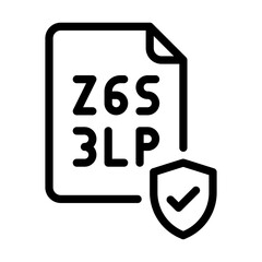 Hashed document icon. Text hashing process. Line icon. Vector icon with editable stroke. Isolated on transparent background.