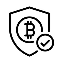Obraz premium Verified Bitcoin security icon. Line icon. Vector icon with editable stroke. Isolated on transparent background.
