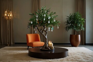 Elegant Indoor Plant and Floral Arrangement