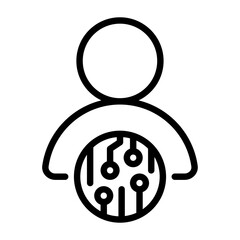 Cryptocurrency user icon. Line icon. Vector icon with editable stroke. Isolated on transparent background.