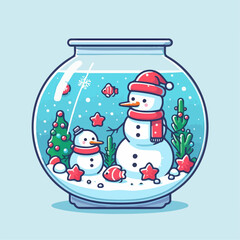 illustration of a glass jar with snowflakes