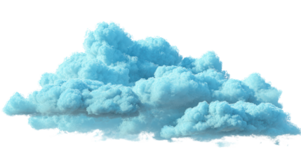 Fluffy blue clouds against a transparent background, perfect for various design projects.