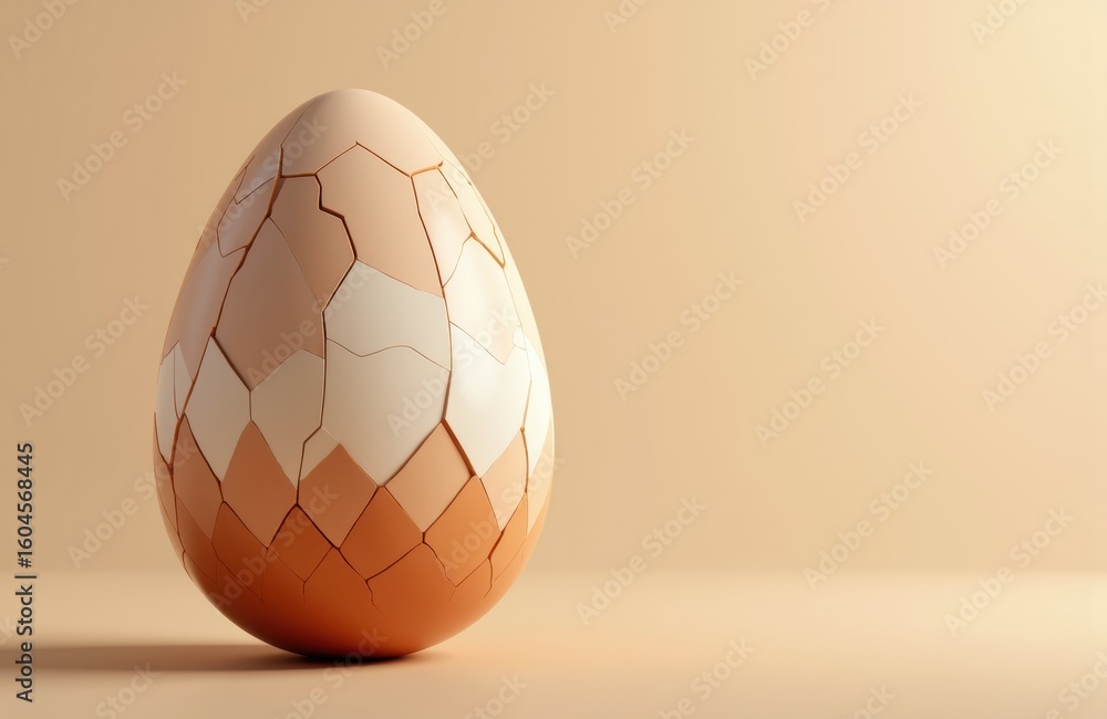 Poster cracked eggshell with a warm beige background creating a minimalistic scene