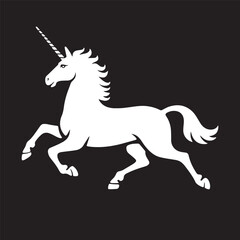 Minimal silhouette of a unicorn running forward with raised leg. Vector illustration design.