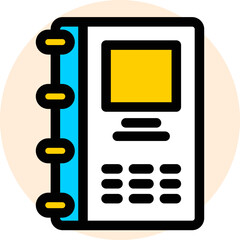 Colorful notebook icon in flat style.