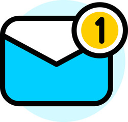 Colorful one email icon in flat style.