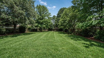 Naklejka premium A private yard showcasing thick green turf