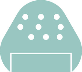 Flat style onigiri icon in teal color.