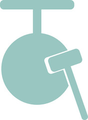 Teal gong icon in flat style.