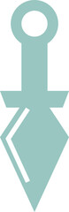 Flat style kunai icon in teal color.