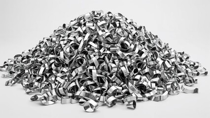 Pile of aluminum sheet remnants from manufacturing