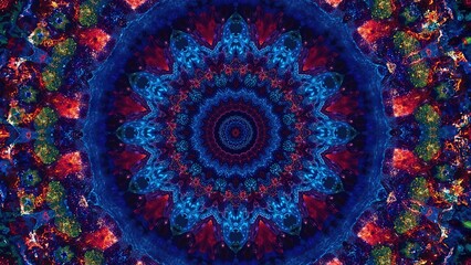 Obraz premium Blurred glowing circles forming a festive abstract pattern with blue and fiery hues