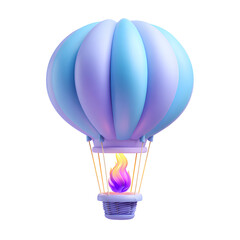Obraz premium Whimsical Hot Air Balloon with Soft Pastel Hues, Flame, and 3D Rendering Charm