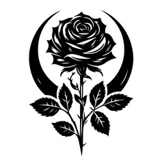 Black Rose Crescent Moon Symbol