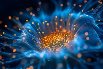 Dark shiny blue yellow glitter background.