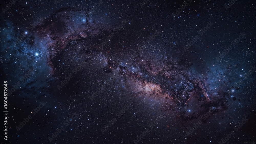 Poster abstract cosmic scenery with stars and nebulas set in a square frame