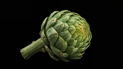 Obraz premium Fresh artichoke displayed on a dark canvas