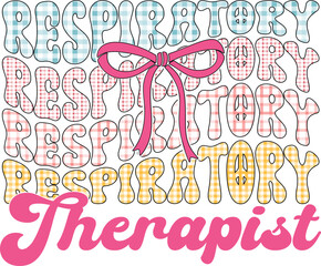 Retro Groovy Respiratory Therapist SVG Design Featuring Wavy Typography for Vintage T-Shirt 