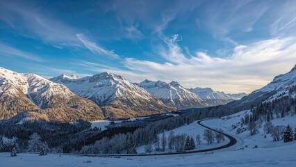 Stunning mountain terrain basking in clear sunny conditions