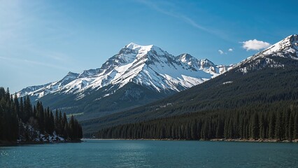 Upright image of snowy mountain summits