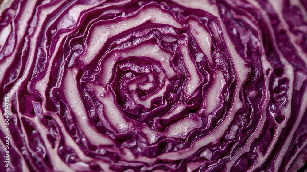 Aufkleber close-up macro shot of sliced cabbage texture from above