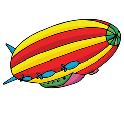 Fototapeta premium cute cartoon hand drawn vector Airship clipart.