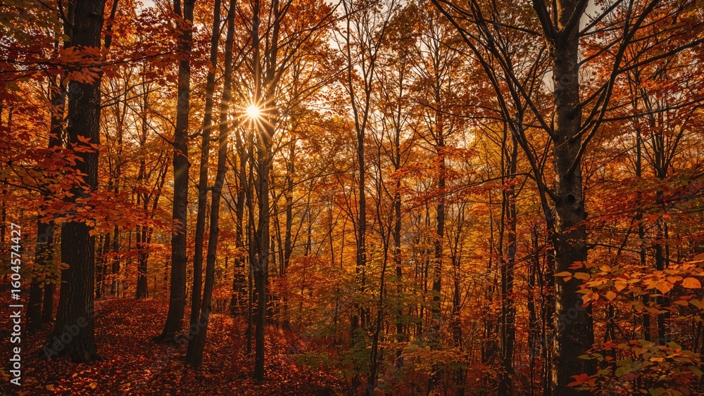 Aufkleber abstract nature backdrop with trees and forest in fall