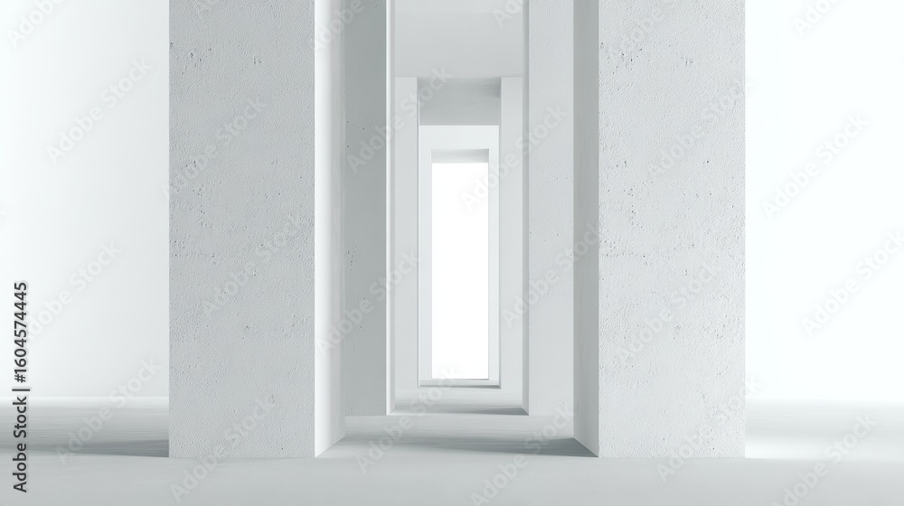 Fototapete minimal abstract white interior with clean empty space, smooth white walls, modern architecture elem