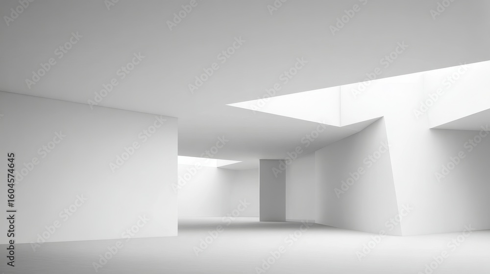 Fototapete minimal abstract white interior with clean empty space, smooth white walls, modern architecture elem