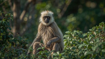 Obraz premium Elegant Monkey Featuring a White Crest