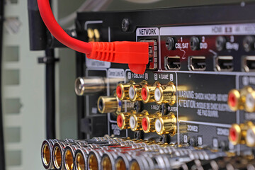 Connecting an Ethernet cable with an Rj45 connector to the equipment in the electrical control...