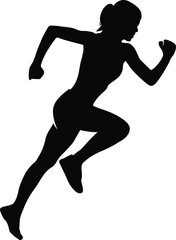 Man and Woman running silhouettes icon. Running men and women, vector set of isolated white background.