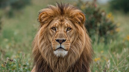 Fototapeta premium The regal predator of the open fields, showcasing a magnificent mane and an aura of unstoppable power.