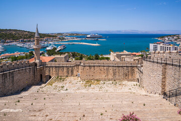 The Cesme Town Coastline and Marina view in Turkey