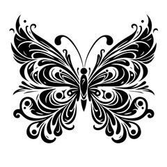 Ornate Black Butterfly Silhouette Design