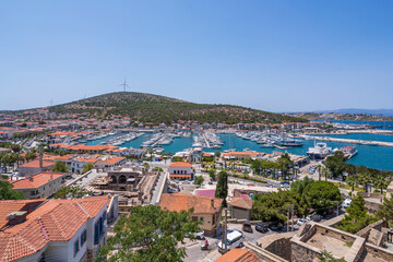 The Cesme Town Coastline and Marina view in Turkey