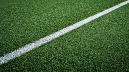Fototapeta premium Close-up of synthetic football turf featuring a white boundary line