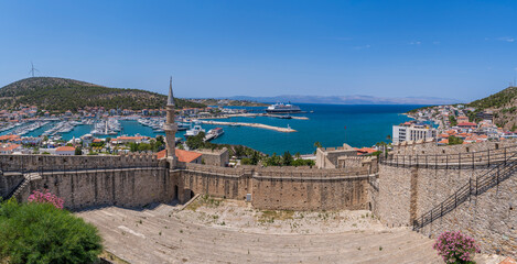 The Cesme Town Coastline and Marina view in Turkey