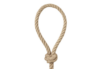 Thick nautical rope forming looped knot, professional studio lighting, transparent backdrop, graphic design element