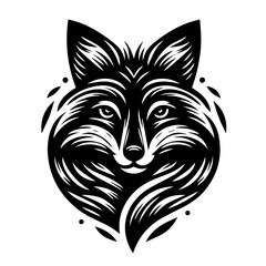 Fototapeta premium Stylized Black and White Fox Head Illustration