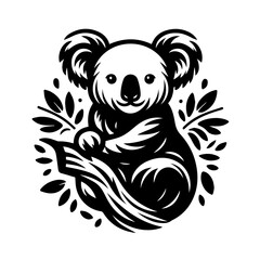 Fototapeta premium Stylized Black and White Koala Illustration