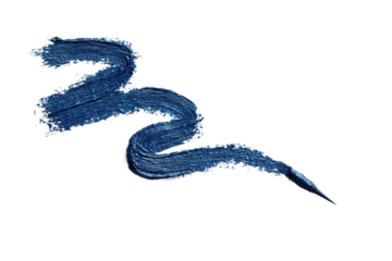A winding trail of shimmering blue eyeliner isolated on transparent background