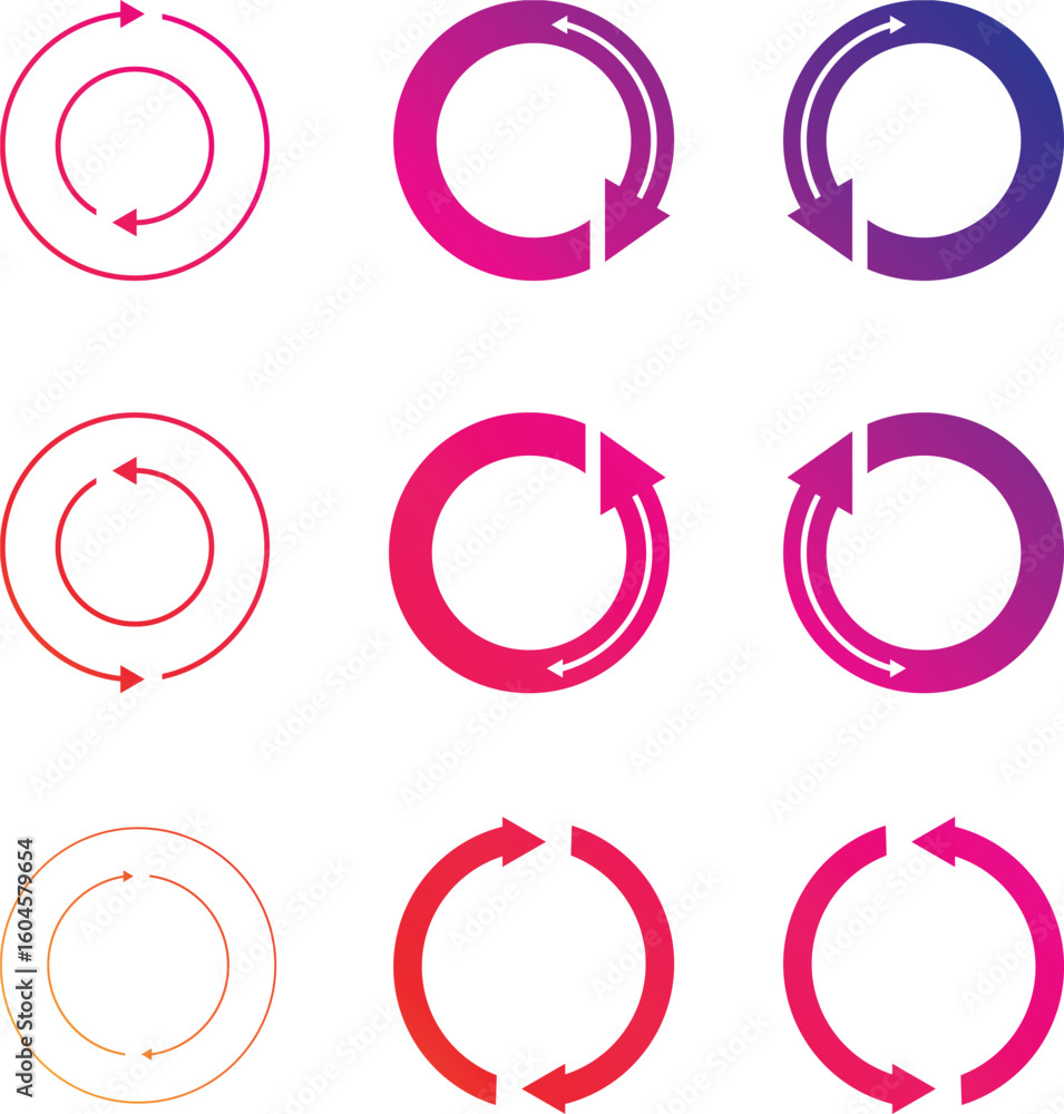 Poster arrow sign icon refresh reload rotation loop on isolated